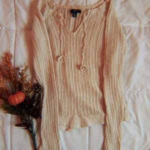GAP - M CREAM KNIT PULLOVER SWEATER